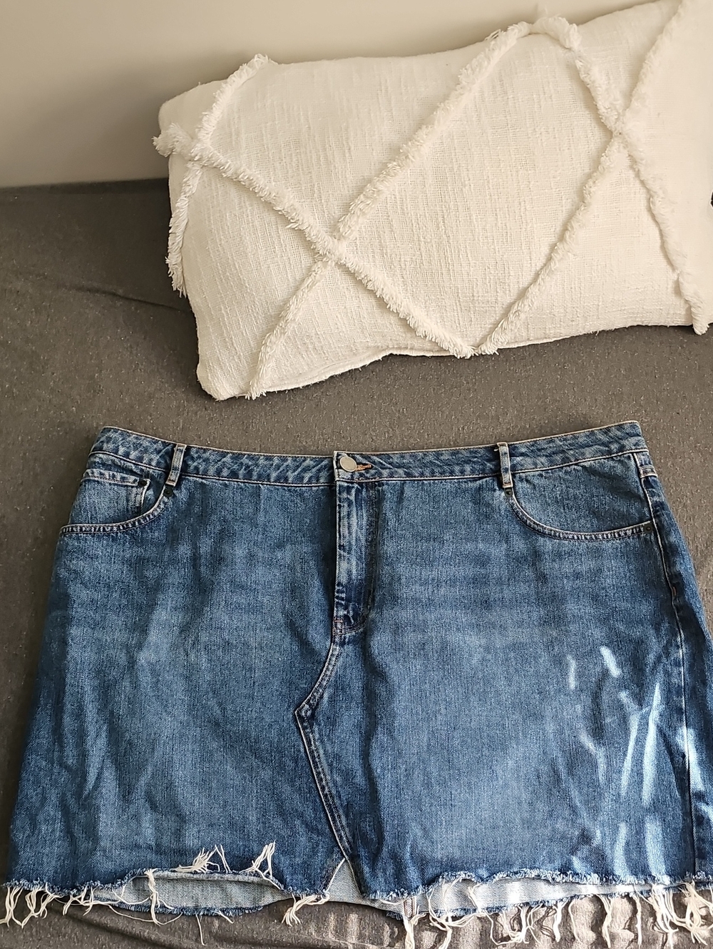 ASOS Blue Denim Mini Skirt with Frayed Hem